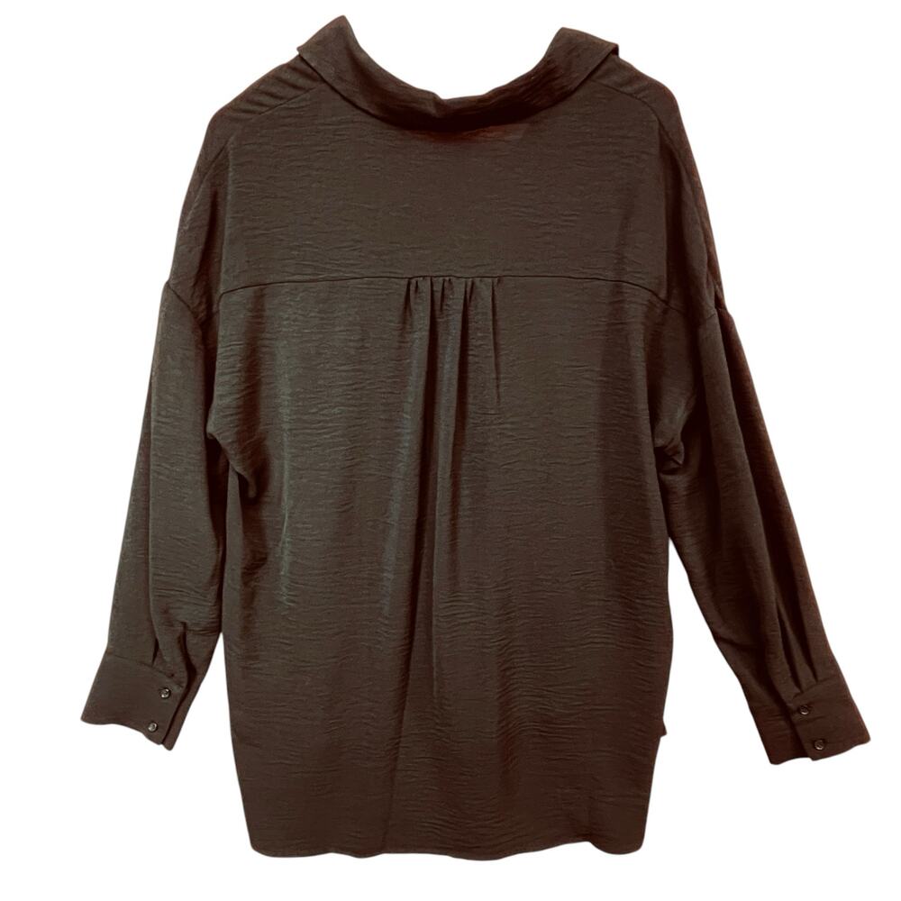 Adrianna Papell Womens Black Minimalist Long Sleeve Professional Casual Blouse M - Picture 2 of 5